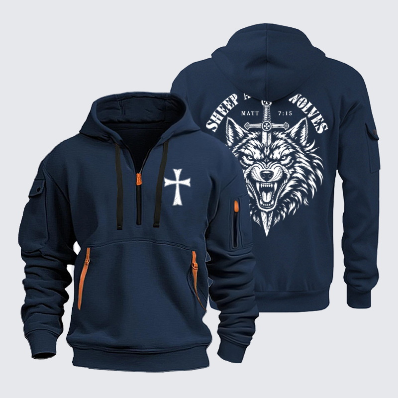 Zipper Hoodies Ave Christus Rex – Sheep Among Wolves – Matthew 7:15 Christian Warrior