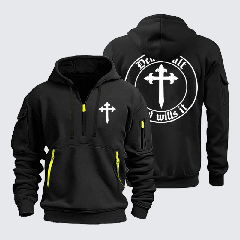 Zipper Hoodies Ave Christus Rex – Deus Vult – God Wills It Christian Cross