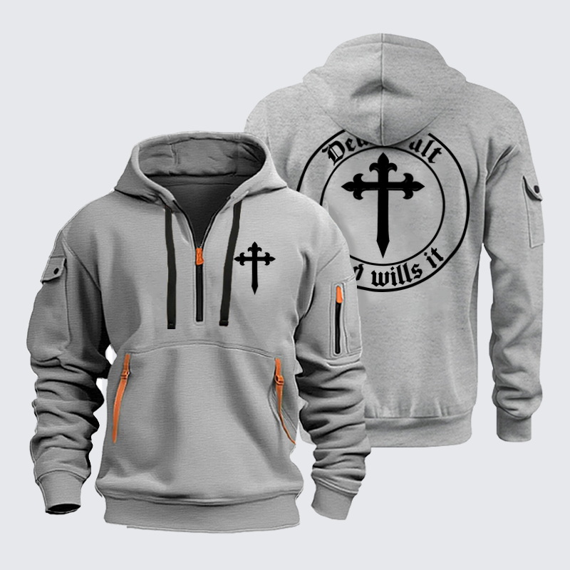 Zipper Hoodies Ave Christus Rex – Deus Vult – God Wills It Christian Cross