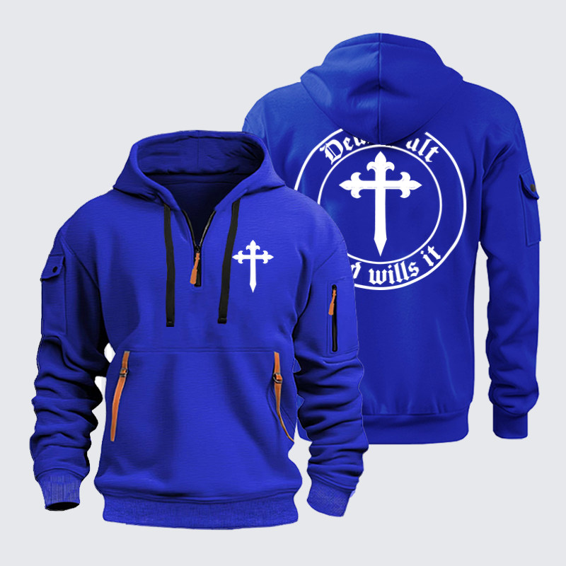 Zipper Hoodies Ave Christus Rex – Deus Vult – God Wills It Christian Cross