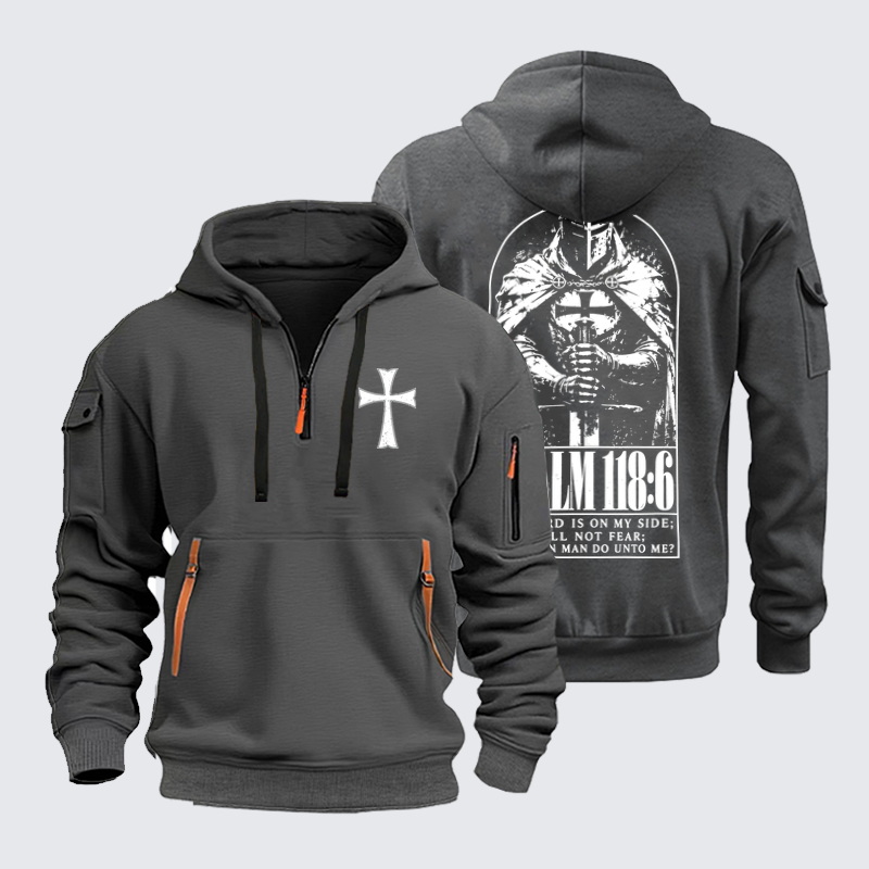 Zipper Hoodies Ave Christus Rex – The Lord Is on My Side – Psalm 118:6 Christian Knight
