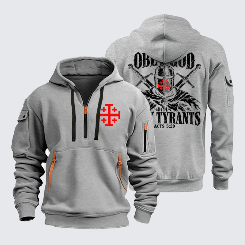 Zipper Hoodies Ave Christus Rex – Obey God Defy Tyrants – Acts 5:29 Christian Knight