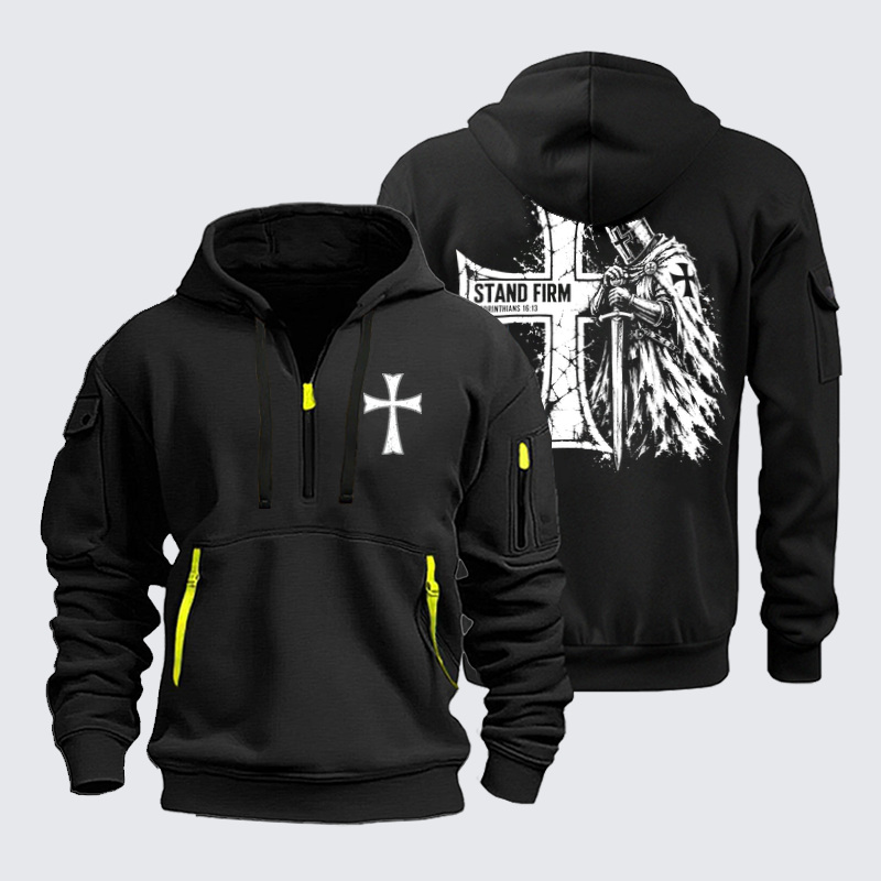 Zipper Hoodies Ave Christus Rex – Stand Firm – 1 Corinthians 16:13 Christian Knight
