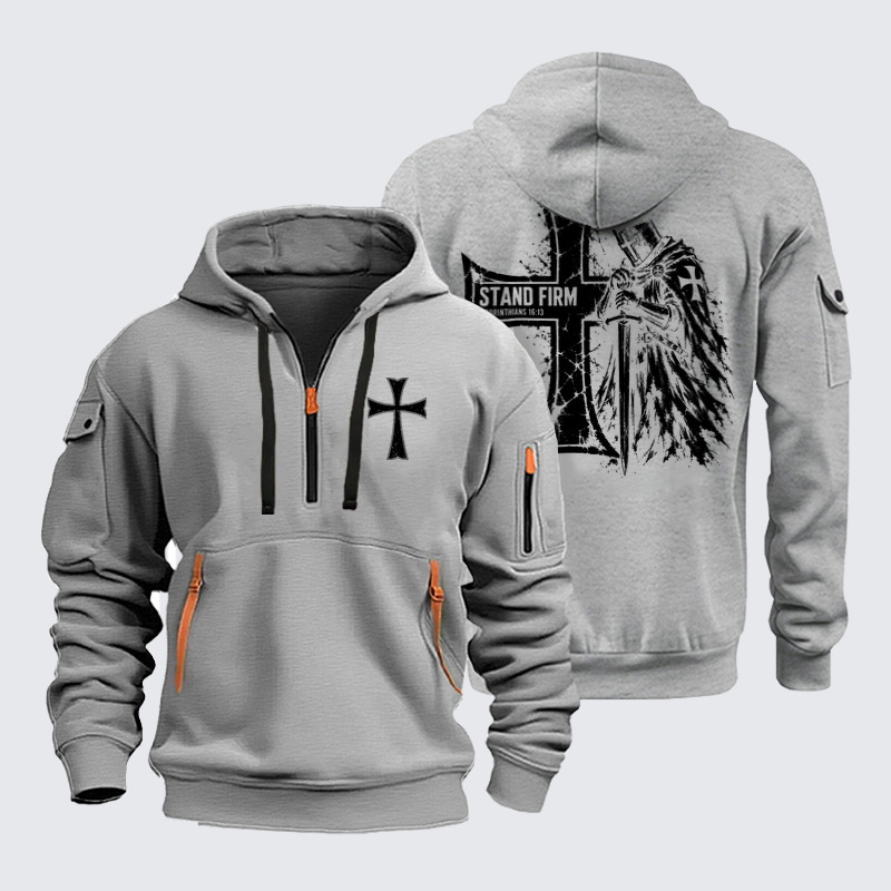 Zipper Hoodies Ave Christus Rex – Stand Firm – 1 Corinthians 16:13 Christian Knight