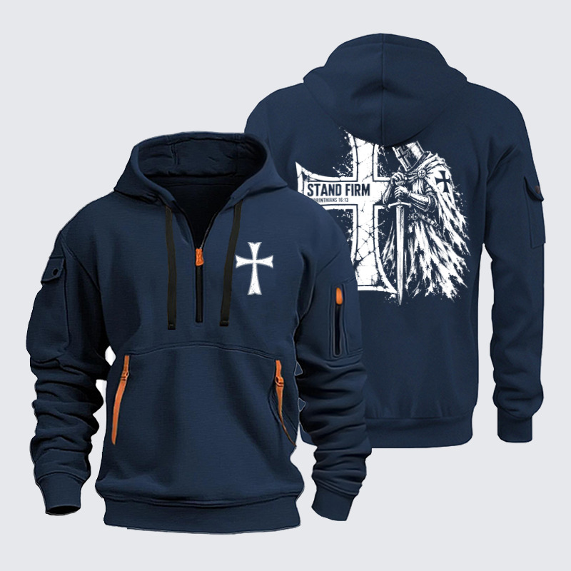 Zipper Hoodies Ave Christus Rex – Stand Firm – 1 Corinthians 16:13 Christian Knight
