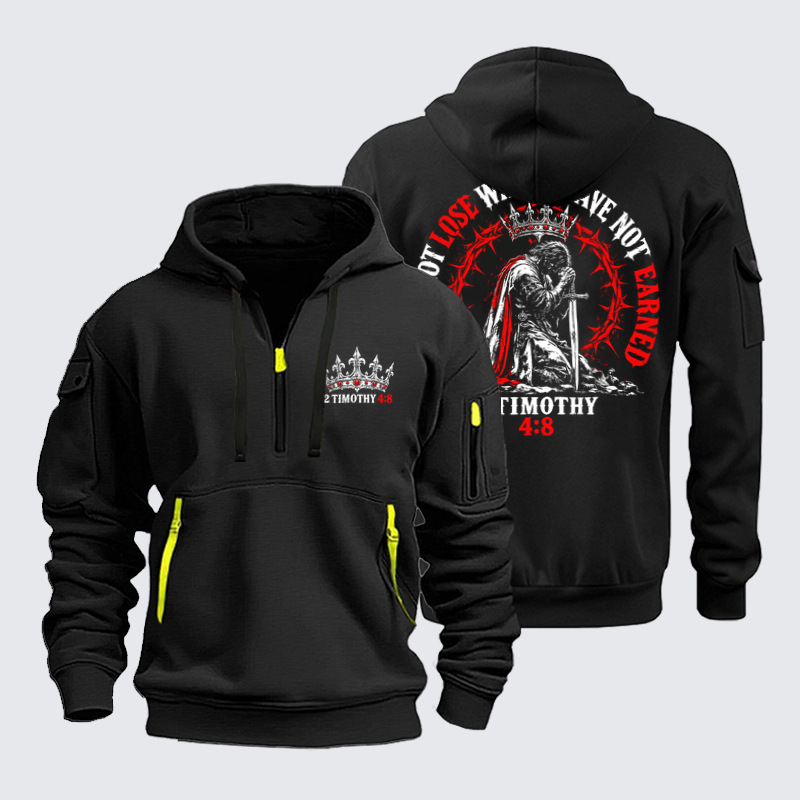 Zipper Hoodies Ave Christus Rex – I Cannot Lose What I Have Not Earned – 2 Timothy 4:8 Christian Warrior