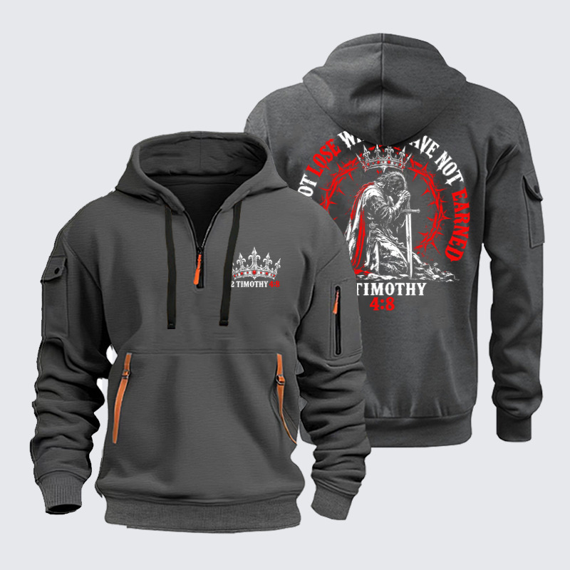 Zipper Hoodies Ave Christus Rex – I Cannot Lose What I Have Not Earned – 2 Timothy 4:8 Christian Warrior