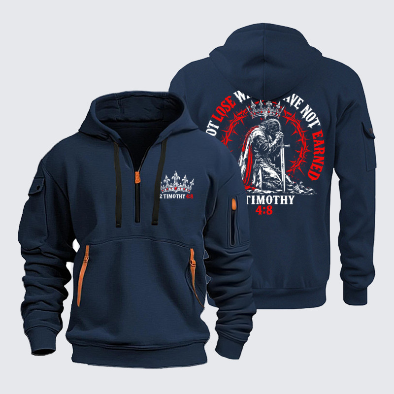 Zipper Hoodies Ave Christus Rex – I Cannot Lose What I Have Not Earned – 2 Timothy 4:8 Christian Warrior