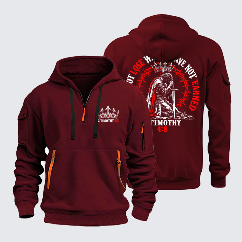 Zipper Hoodies Ave Christus Rex – I Cannot Lose What I Have Not Earned – 2 Timothy 4:8 Christian Warrior