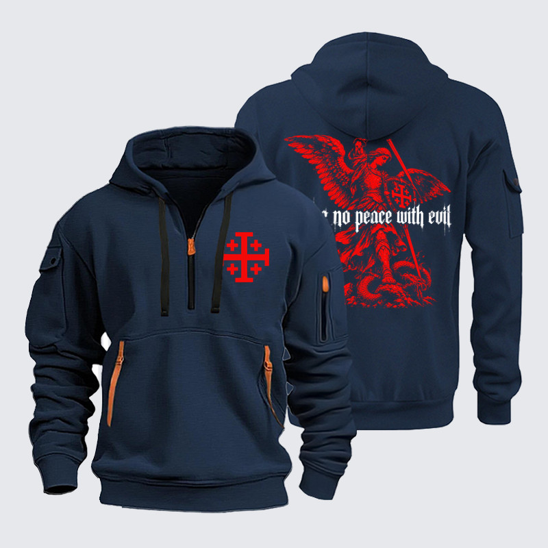 Zipper Hoodies Ave Christus Rex – Make No Peace With Evil – Christian Warrior