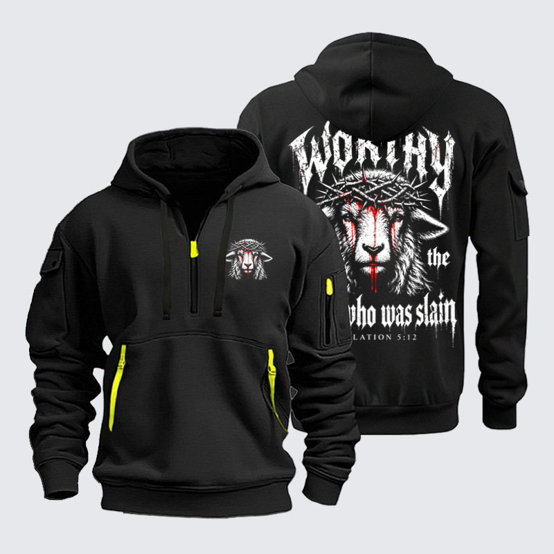 Zipper Hoodies Ave Christus Rex – Worthy Is the Lamb Who Was Slain – Revelation 5:12