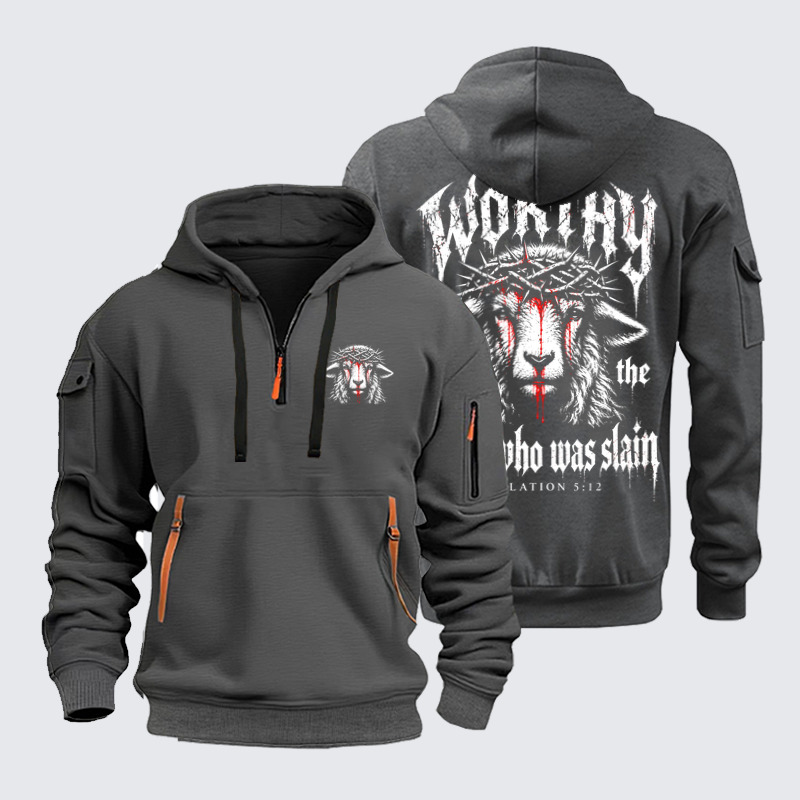 Zipper Hoodies Ave Christus Rex – Worthy Is the Lamb Who Was Slain – Revelation 5:12