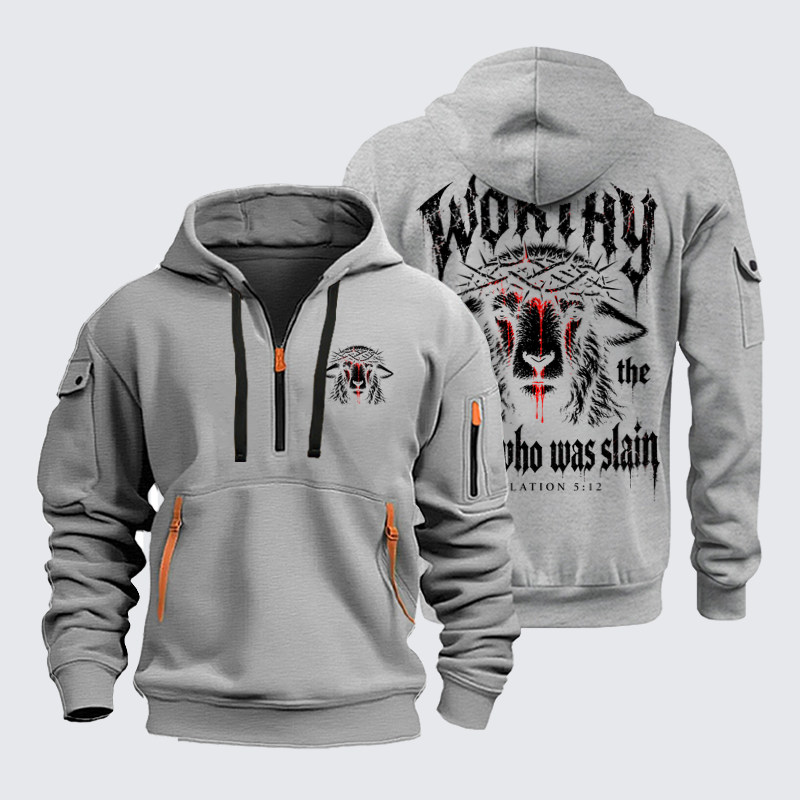 Zipper Hoodies Ave Christus Rex – Worthy Is the Lamb Who Was Slain – Revelation 5:12