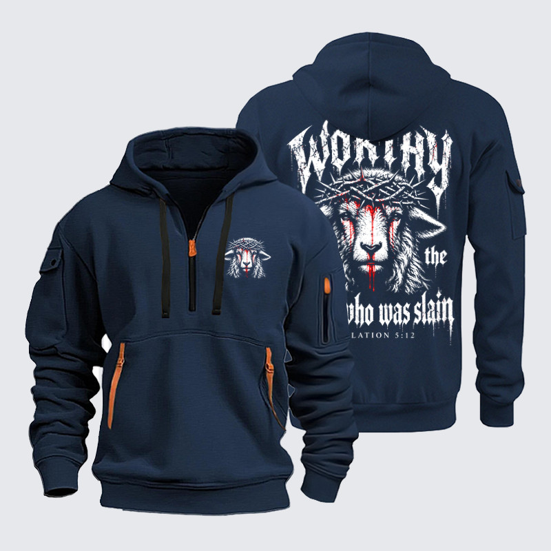 Zipper Hoodies Ave Christus Rex – Worthy Is the Lamb Who Was Slain – Revelation 5:12