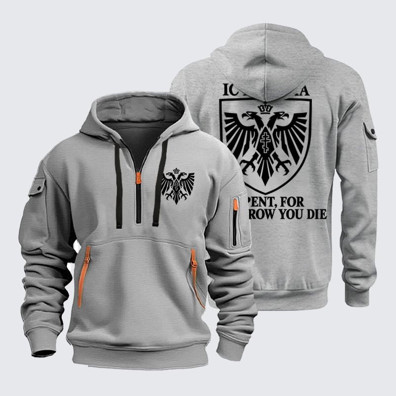 Zipper Hoodies Ave Christus Rex – Repent, for Tomorrow You Die – IC XC NIKA Double-Headed Eagle