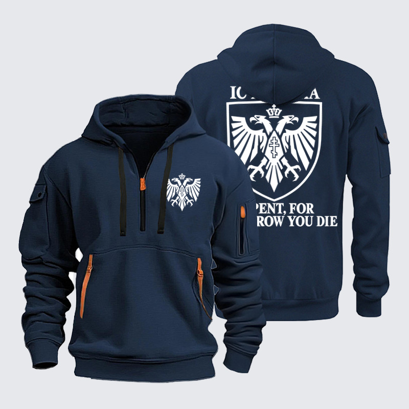 Zipper Hoodies Ave Christus Rex – Repent, for Tomorrow You Die – IC XC NIKA Double-Headed Eagle