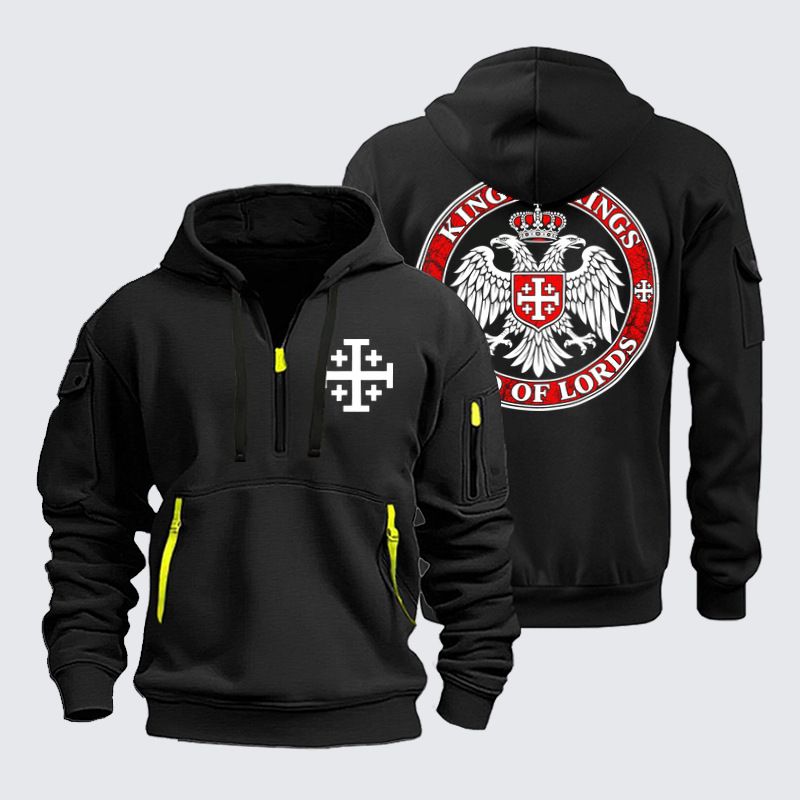 Zipper Hoodies Ave Christus Rex – King of Kings Lord of Lords – Christian Heraldic Eagle