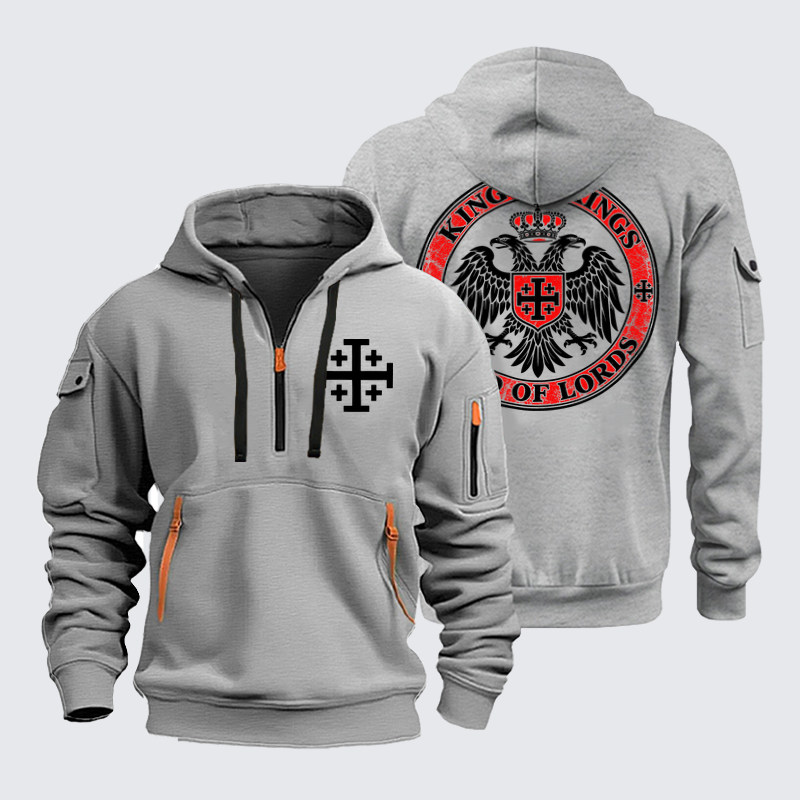 Zipper Hoodies Ave Christus Rex – King of Kings Lord of Lords – Christian Heraldic Eagle