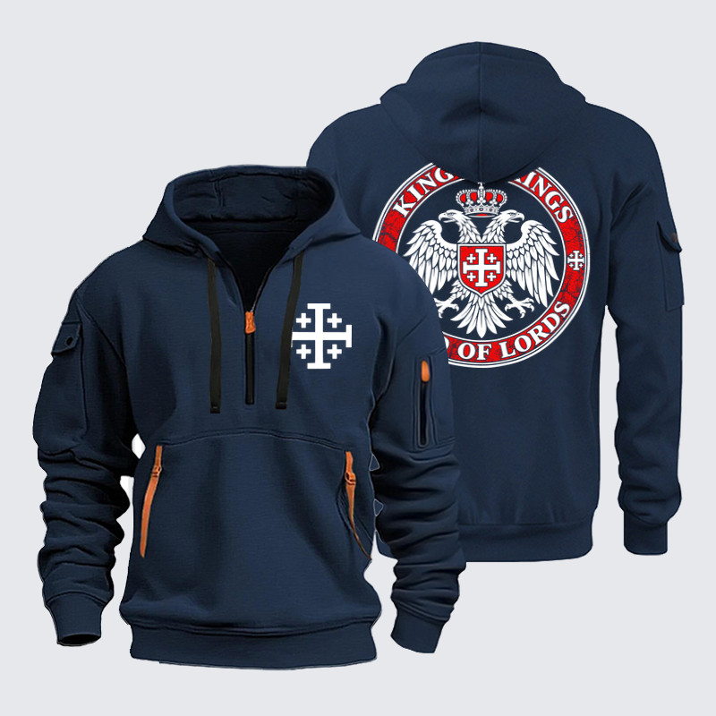 Zipper Hoodies Ave Christus Rex – King of Kings Lord of Lords – Christian Heraldic Eagle