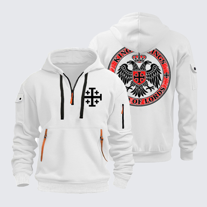 Zipper Hoodies Ave Christus Rex – King of Kings Lord of Lords – Christian Heraldic Eagle