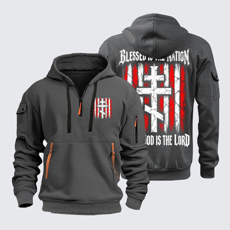 Zipper Hoodies Ave Christus Rex – Blessed Is the Nation – Orthodox Cross
