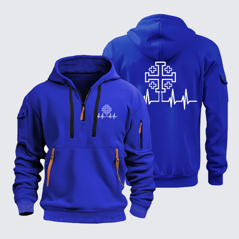 Zipper Hoodies Ave Christus Rex – Jerusalem Cross Heartbeat