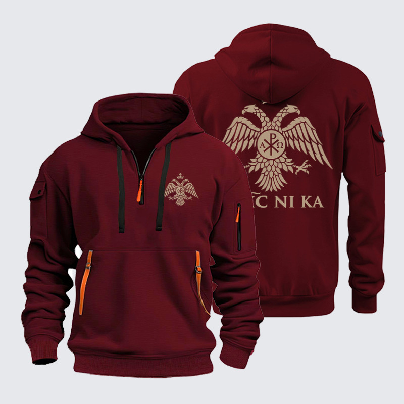 Zipper Hoodies Ave Christus Rex – IC XC NIKA – Chi-Rho Double-Headed Eagle