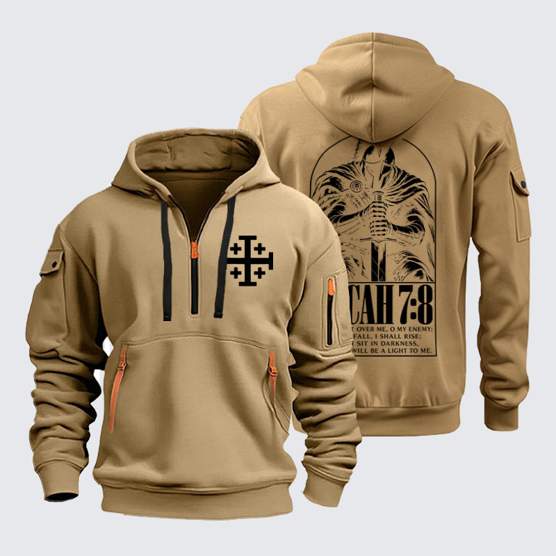Zipper Hoodies Ave Christus Rex – When I Fall, I Shall Rise – Micah 7:8 Christian Warrior