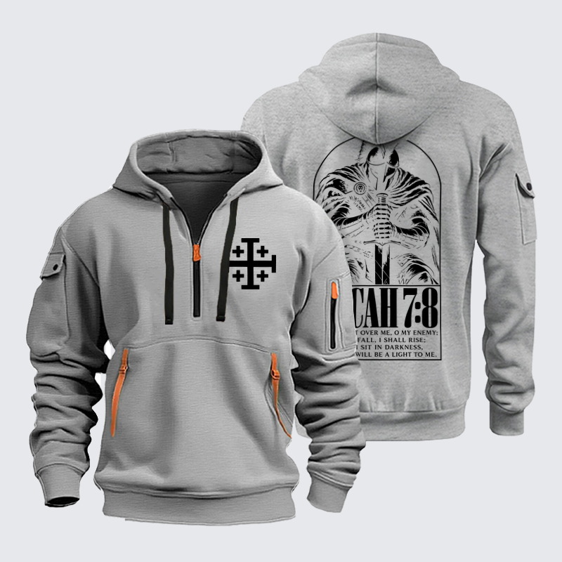 Zipper Hoodies Ave Christus Rex – When I Fall, I Shall Rise – Micah 7:8 Christian Warrior