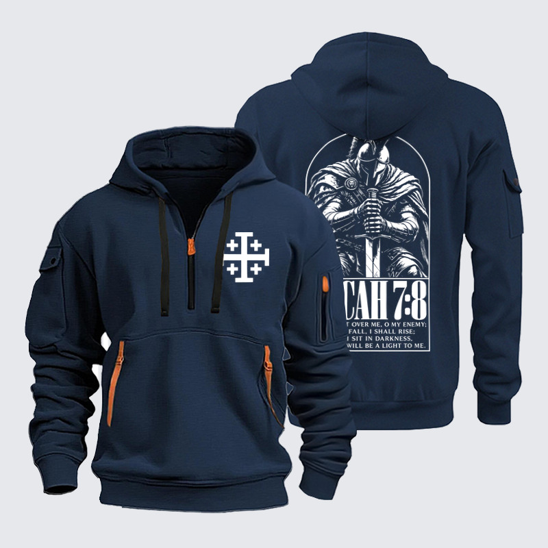 Zipper Hoodies Ave Christus Rex – When I Fall, I Shall Rise – Micah 7:8 Christian Warrior
