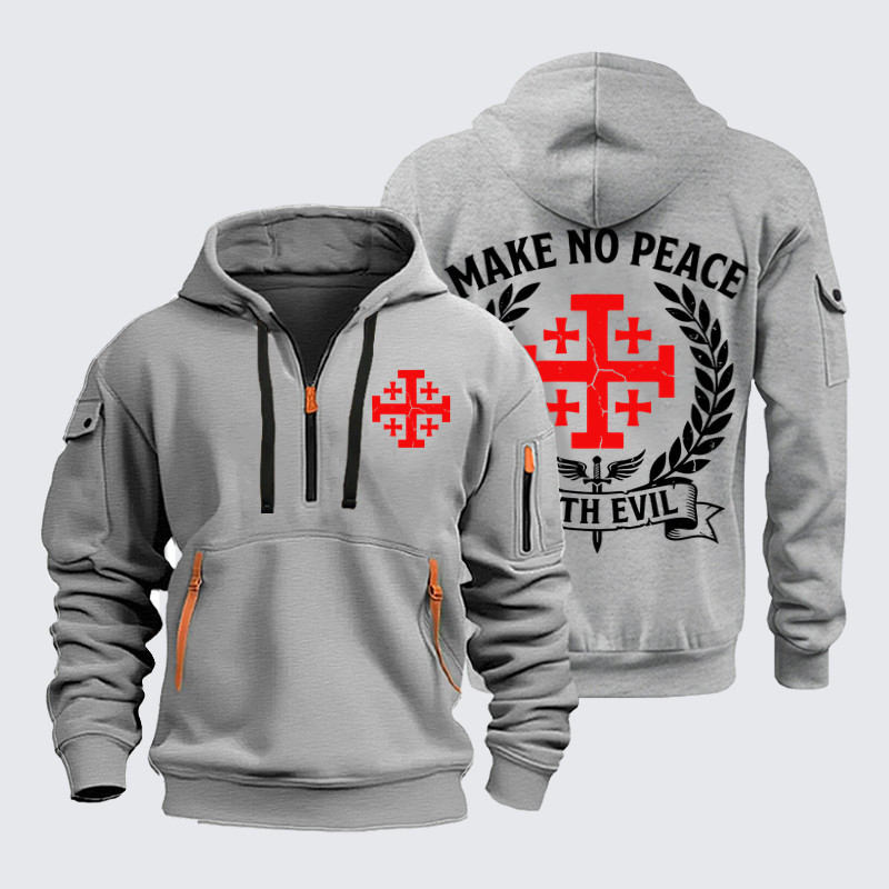 Zipper Hoodies - Make No Peace with Evil Knight Templar Jerusalem Cross