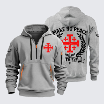Zipper Hoodies - Make No Peace with Evil Knight Templar Jerusalem Cross