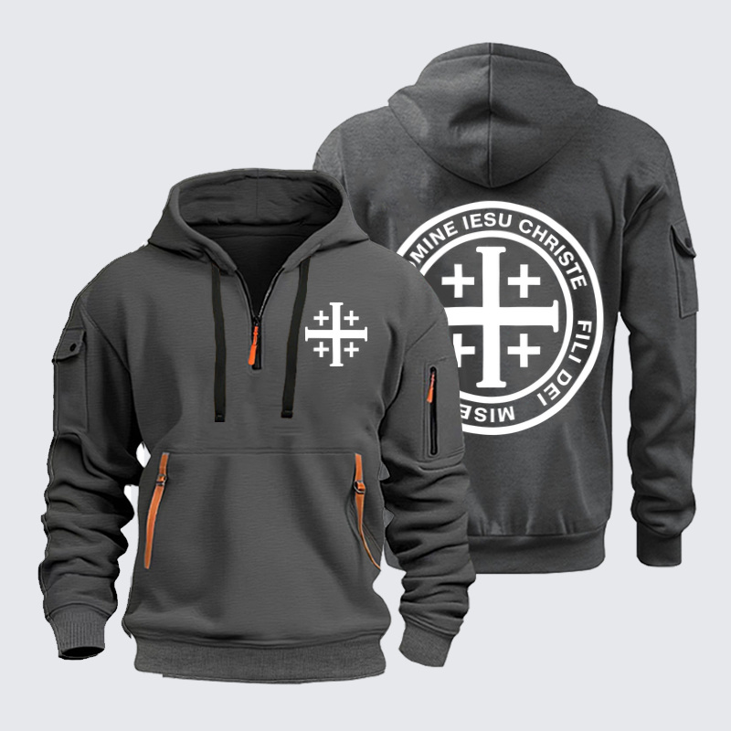 Zipper Hoodies - Domine Iesu Christe Jerusalem Cross