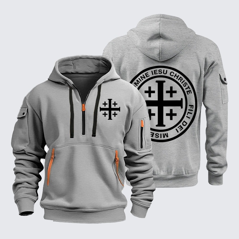 Zipper Hoodies - Domine Iesu Christe Jerusalem Cross