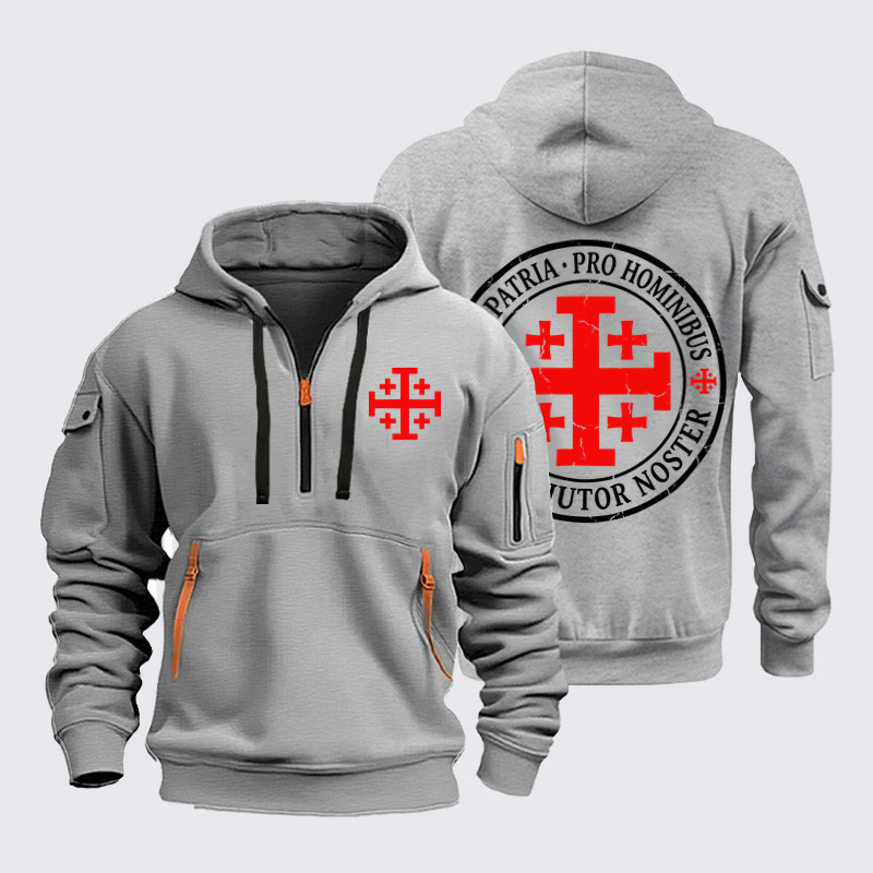Zipper Hoodies-Armor of God – Deus Adiutor Noster Jerusalem Cross