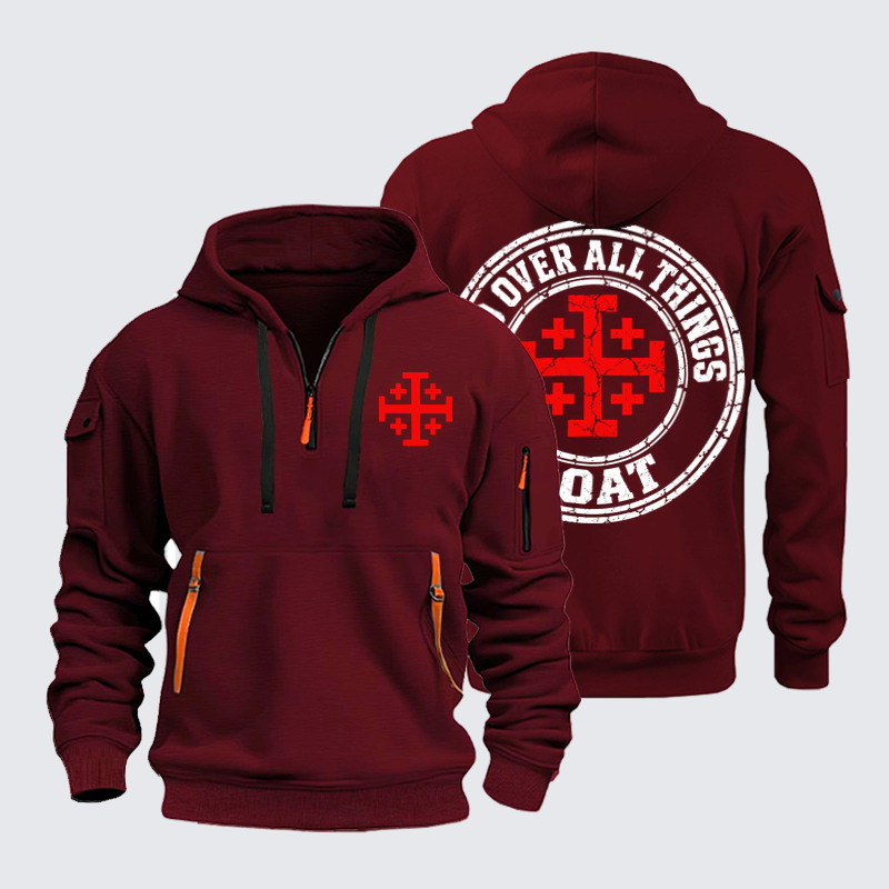 Zipper Hoodies – GOAT God Over All Things Jerusalem Cross