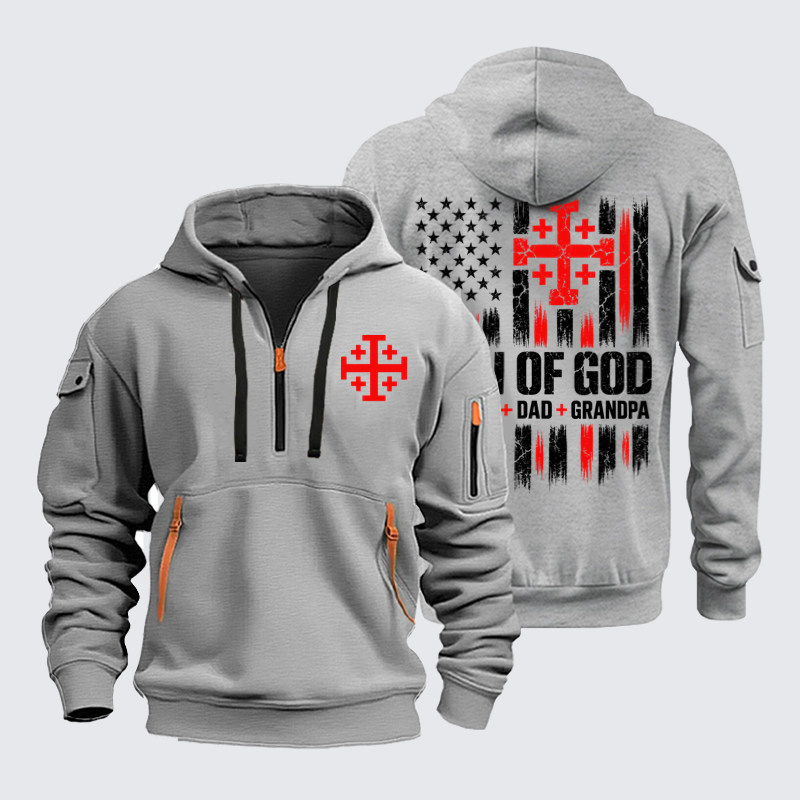 Zipper Hoodies – Man of God Husband Dad Grandpa Jerusalem Cross