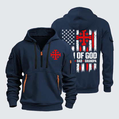 Zipper Hoodies – Man of God Husband Dad Grandpa Jerusalem Cross