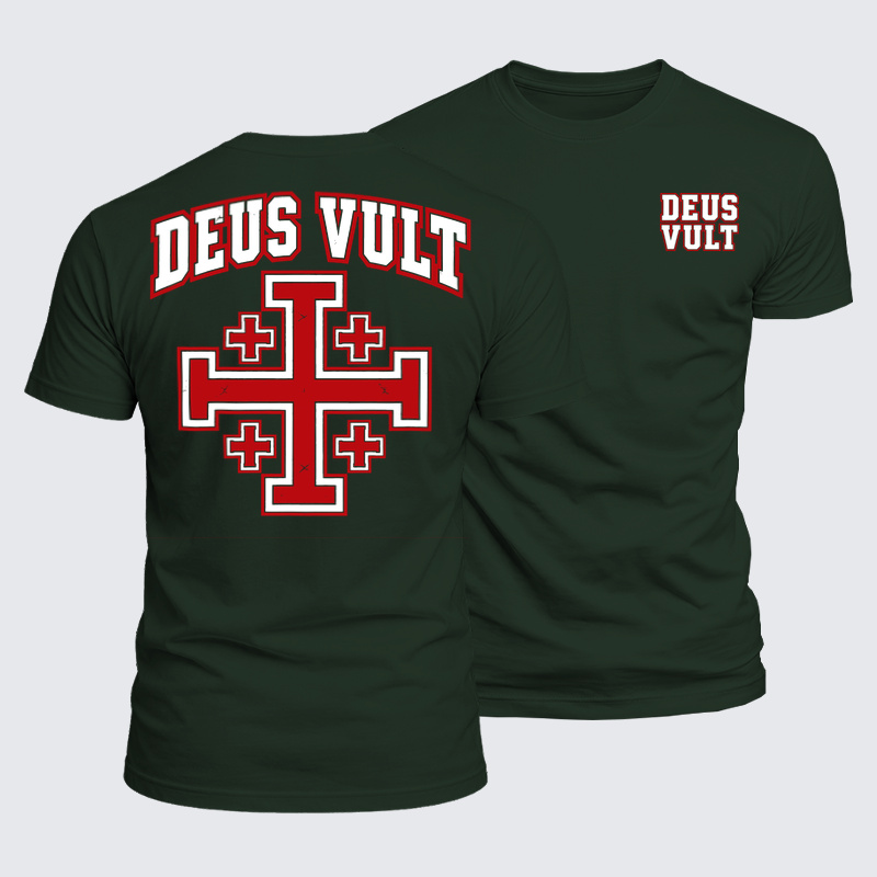 Luxe Mercerized Cotton Tee - Deus Vult – Jerusalem Cross