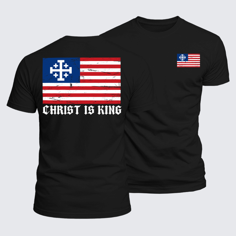 Luxe Mercerized Cotton Tee - Christ Is King – Jerusalem Cross American Flag