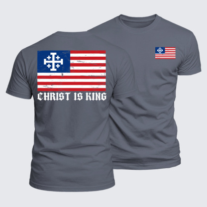 Luxe Mercerized Cotton Tee - Christ Is King – Jerusalem Cross American Flag