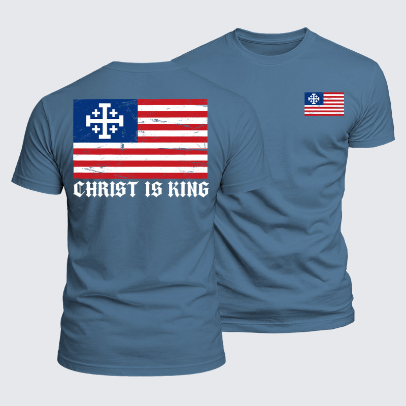 Luxe Mercerized Cotton Tee - Christ Is King – Jerusalem Cross American Flag