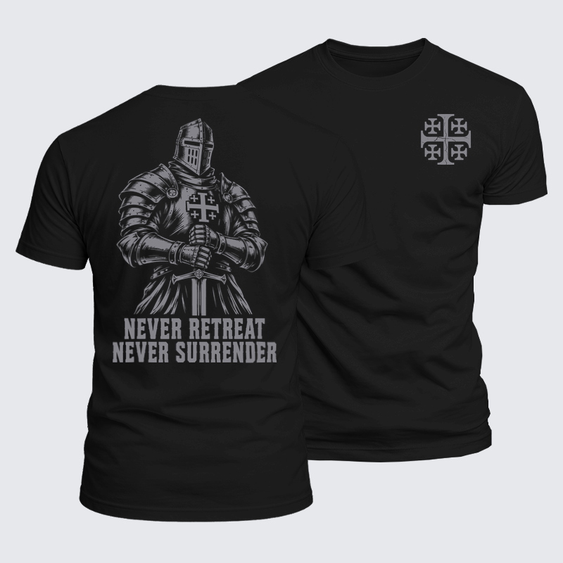 Luxe Mercerized Cotton Tee - Never Retreat Never Surrender – Jerusalem Cross Warrior Knight