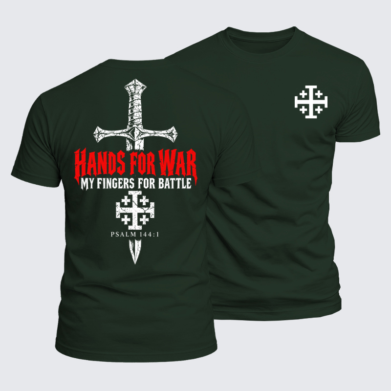 Luxe Mercerized Cotton Tee - Hands for War – Psalm 144:1 Christian Warrior
