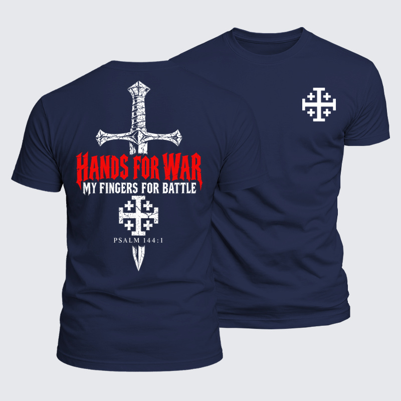 Luxe Mercerized Cotton Tee - Hands for War – Psalm 144:1 Christian Warrior