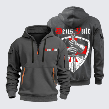 Zipper Hoodies – Deus Vult – Christian Crusader Shield T-Shirt