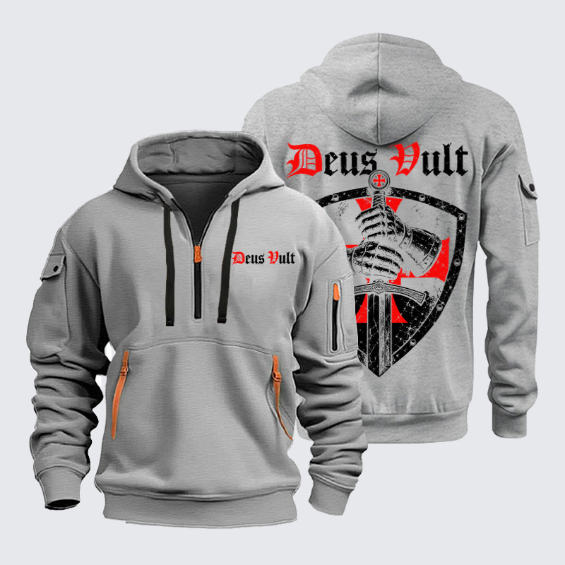 Zipper Hoodies – Deus Vult – Christian Crusader Shield T-Shirt