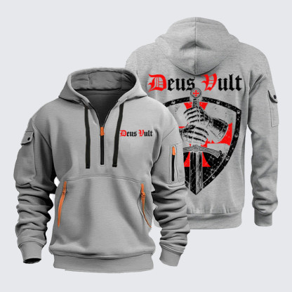 Zipper Hoodies – Deus Vult – Christian Crusader Shield T-Shirt