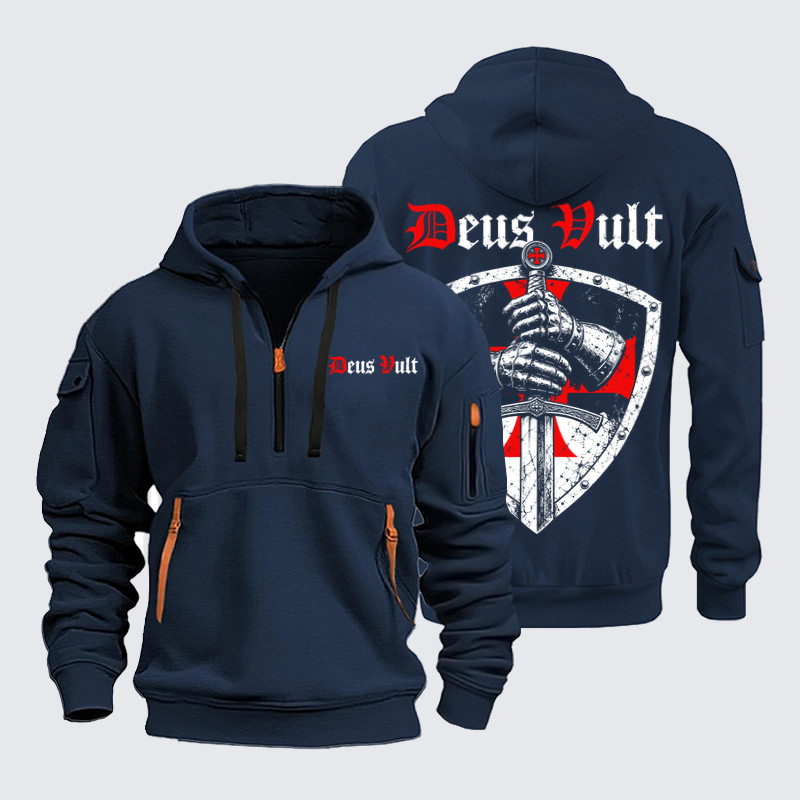 Zipper Hoodies – Deus Vult – Christian Crusader Shield T-Shirt
