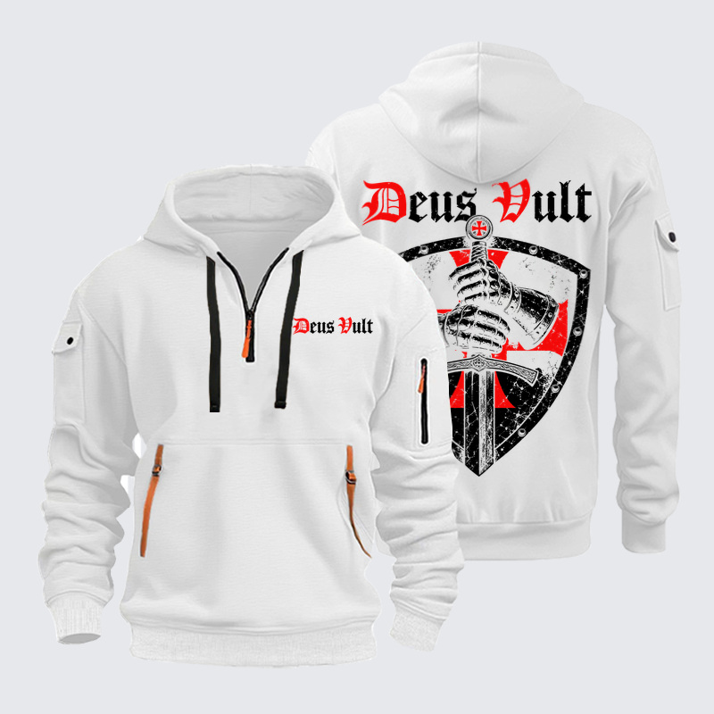 Zipper Hoodies – Deus Vult – Christian Crusader Shield T-Shirt